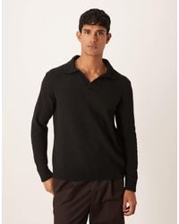 ASOS - – langärmliges, locker geschnittenes strick-polohemd - Lyst