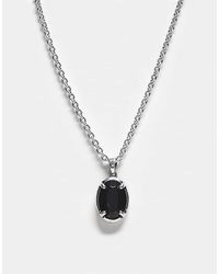 Reclaimed (vintage) - Collana A Catenina Argentata Con Ciondolo Sintetico Nero - Lyst