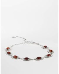 ONLY - Boho Chain Belt With Brown Stones - Lyst