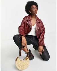 asos red leather jacket