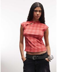 Reclaimed Vintage - Mandarin Collar Top With Asymmetric Detail - Lyst