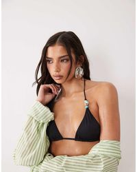 ASOS - Chelsea Charm Triangle Bikini Top With Beads - Lyst