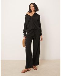 Jdy - Wide Leg Belted Linen Mix Trousers Co-ord - Lyst
