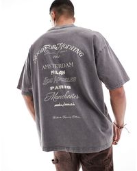 Good For Nothing - Oversized Washed T-shirt With Rib Chest Print - Lyst