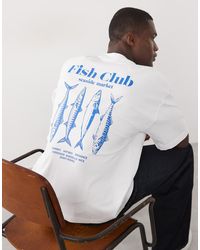 SELECTED - Ruimvallend T-Shirt Met Fish Club-Print - Lyst