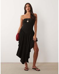 ASOS - Textured Midi Dress With High Low Hem - Lyst