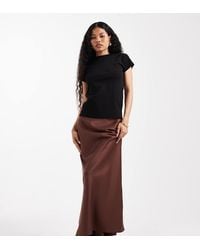 ASOS - Asos Design Petite Satin Bias Maxi Skirt - Lyst