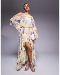 ASOS - Pearl Embellished Chiffon exaggerated Maxi Dress - Lyst