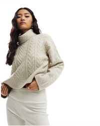 New Look - Cable Knit Roll Neck Jumper - Lyst
