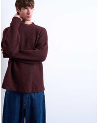 TOPMAN - Jersey Con Cuello Redondo De Punto Suelto De -Rojo - Lyst