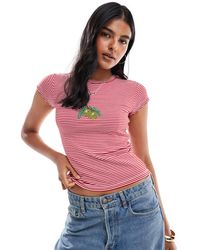 ASOS - Stripe Baby Tee With Beaded Branch Graphic - Lyst