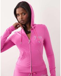 Juicy Couture - Diamante Logo Detail Zip Through Hoodie Co-ord - Lyst
