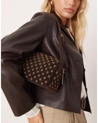 Mango - Suede Eyelet Small Shoulder Bag - Lyst