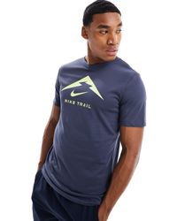 Nike - Camiseta azul marino con estampado gráfico dri-fit - Lyst