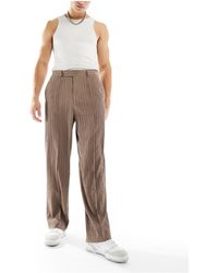 ASOS - Pantalon large élégant en tissu texturé - marron - Lyst