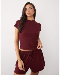 ASOS - Lounge Geribbelde Mix & Match Pyjama Baby Tee - Lyst