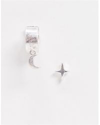 Icon Brand Kleurige Oorbellen Met Maan- En Sterhangertjes - Metallic