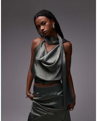 ASOS - Satin Drape Scarf Top - Lyst
