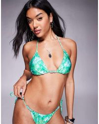 Candypants - Top Bikini A Triangolo Con Stampa Astratta E Perline - Lyst