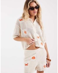Vero Moda - Short Sleeve Crochet Polo - Lyst