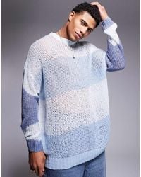ASOS - Oversized Open Knitted Crew Neck Jumper - Lyst