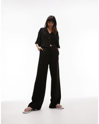 TOPSHOP - Co-ord Linen Look Wide Leg Relaxed Trouser - Lyst