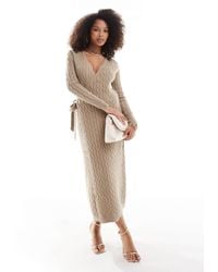 Pretty Lavish - Cable Knit Wrap Midaxi Dress - Lyst