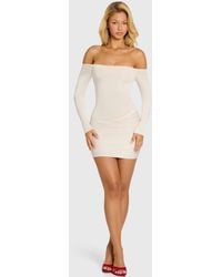 Oh Polly - Slinky Off Shoulder Drape Detail Mini Dress - Lyst