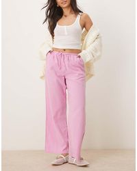 Gina Tricot - Wide Leg Linen Blend Trousers With Drawstring Waist - Lyst