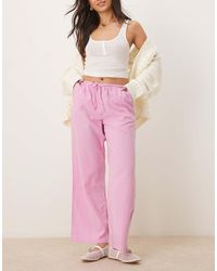 Gina Tricot - Wide Leg Linen Blend Trousers With Drawstring Waist - Lyst