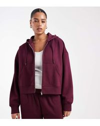 ASOS - Asos Design Curve Cropped Zip Up Brushback Hoodie - Lyst