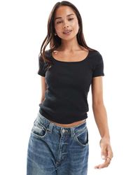 Levi's - T-Shirt Basic Nera Con Scollo Squadrato - Lyst