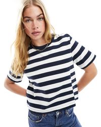 SELECTED - Femme - t-shirt coupe carrée à rayures - bleu - Lyst
