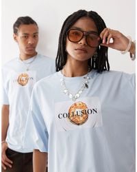 Collusion - – blue – kastiges skater fit t-shirt - Lyst