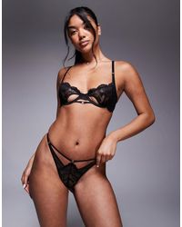 ASOS - Anika Lace & Mesh Cut Out Tanga Lingerie Thong With Ring Details - Lyst