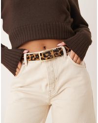Mango - Ceinture en cuir avec boucle dorée - imprimé léopard - Lyst