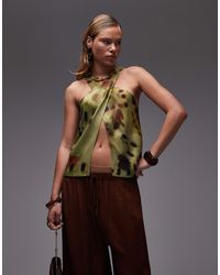 ASOS - Satin Wrap Front Halter Top - Lyst