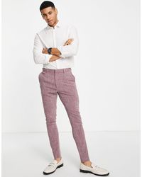 ASOS - Wedding - pantaloni da abito da matrimonio super skinny con motivo crosshatch color ruggine - Lyst
