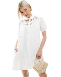 French Connection - Cambria Cotton Embroidered Mini Shirt Dress - Lyst