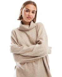 Pieces - Roll Neck Jumper With Seam Detail Front - Lyst