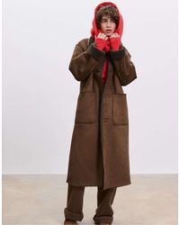 Stradivarius - Manteau long double face réversible - marron - Lyst