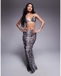 South Beach - Maxi Strandrok Van Mesh Met Slangenprint - Lyst