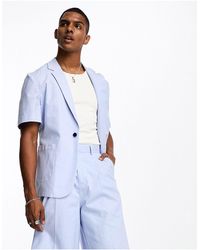 ASOS - Slim Short Sleeved Linen Mix Suit Jacket - Lyst