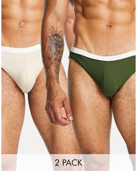 ASOS - 2 Pack Swim Briefs With Contrast White Tipping - Lyst