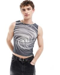Collusion - Printed Muscle Mesh Vest With Swirl Print - Lyst