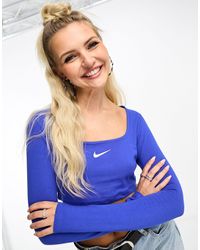 Nike - Top corto azul real - Lyst