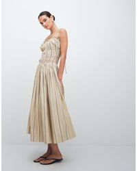 ASOS - Shirred Cotton Poplin Maxi Sundress With Dropped Waist - Lyst