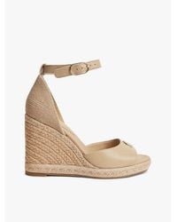 Tommy Hilfiger - Logo Plaque Leather Wedge Heel Espadrilles - Lyst