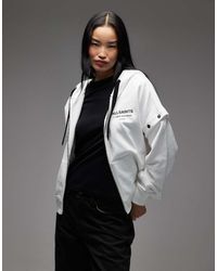AllSaints - Sudadera Blanca Con Capucha, Mangas Desmontables Y Logo Omnium Amphia De -Blanco - Lyst