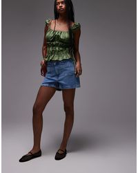Mango - Slim-Fit Shorts Van Denim Met Zakken - Lyst